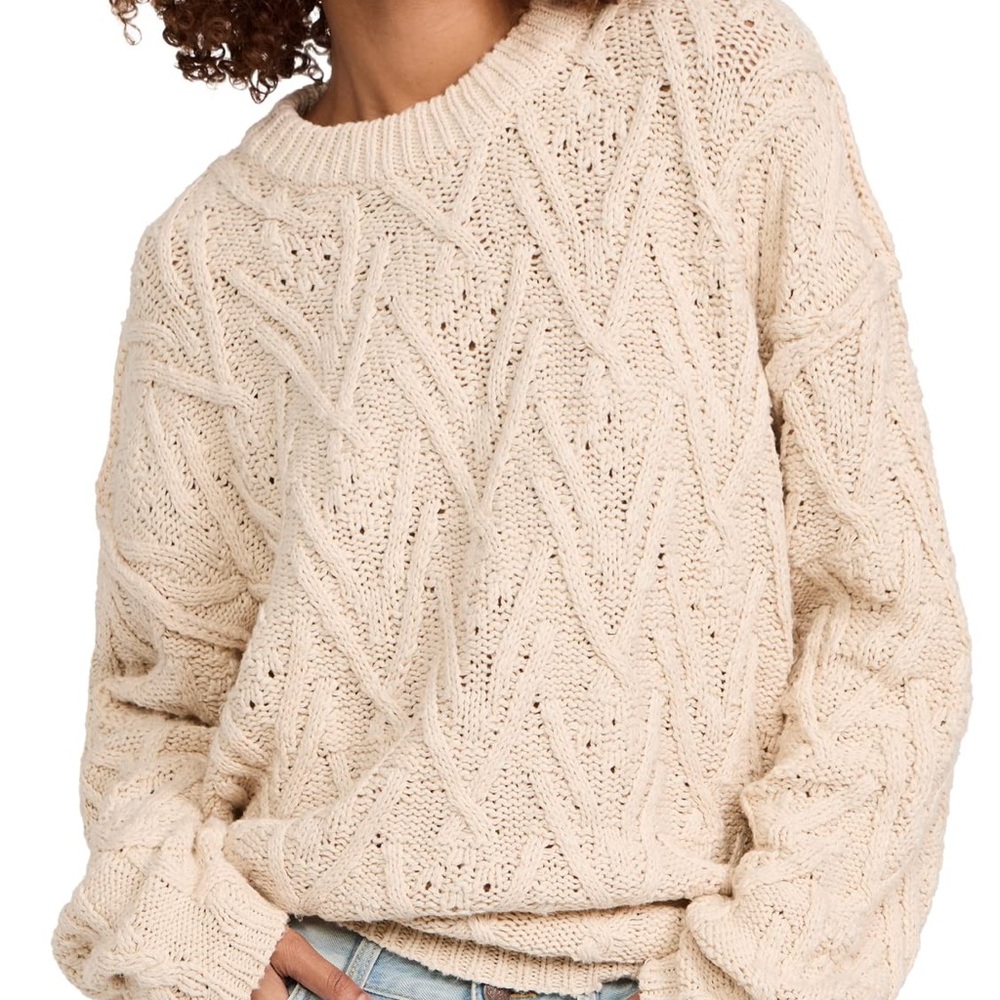 Free People Sweater Tunic Isla Cable Cream